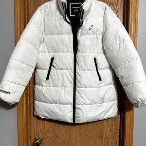Superdry Classic White Puffer Jacket with Black Accents